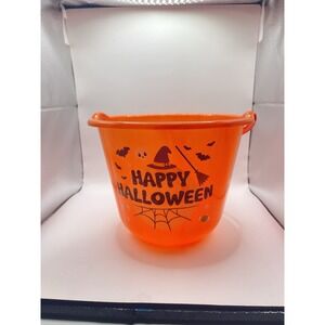 Halloween Pumpkin Candy Bowl Trick-or-treat Bucket Basket Pail 8.5"